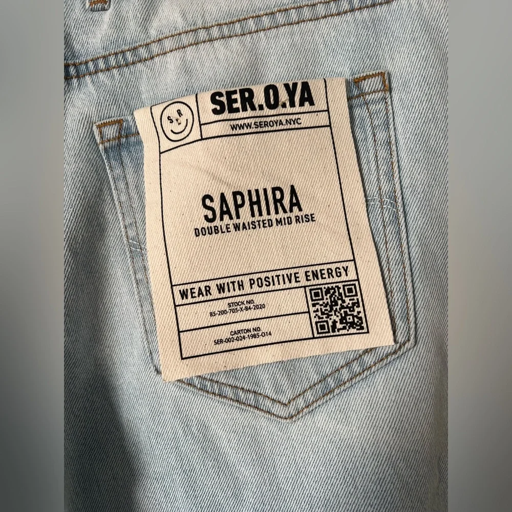 SER.O.YA Saphira Double Waistband Wide Leg Jeans in Skylight NWT - Picture 10 of 16